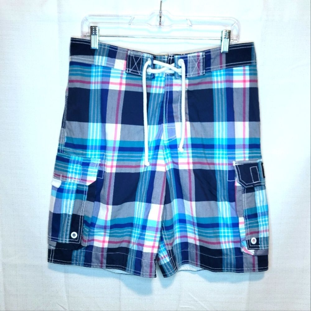 Hollister Plaid 8" Swim Trunks Board Shorts Size Medium